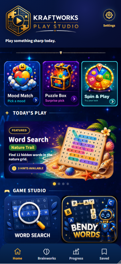 Play Studio home screen